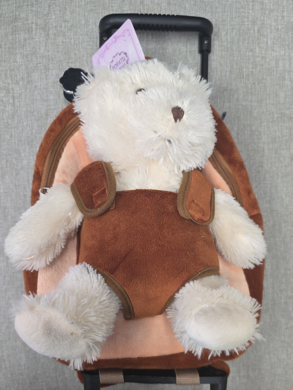 Popatu Plush Bear Backpack Carrier in Cream and Brown